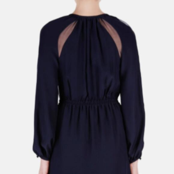 Altuzarra Navy Silk Long Sleeve Peasant Dress - Picture 2 of 10